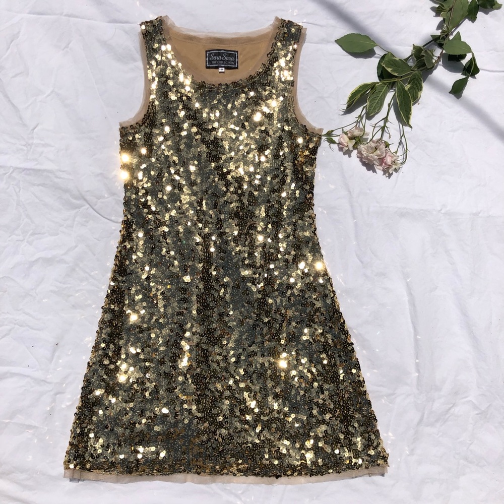 Gold sequin dress